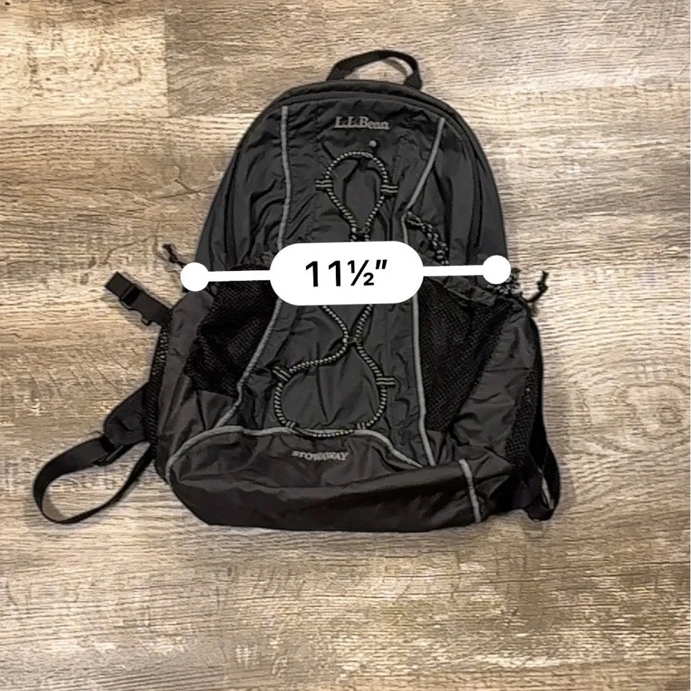 LL Bean Stowaway Daypack Black Ripstop Nylon Packable Hiking Backpack 0HWJ8